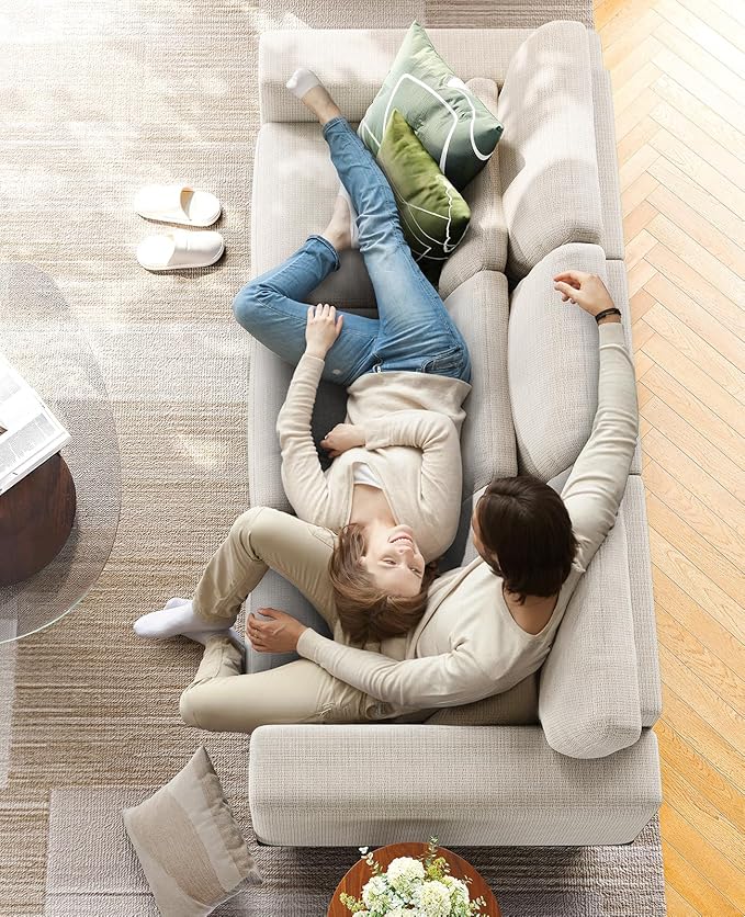 Amada 89" Sofa, 3 Seater Couch Sofa for Living Room, Modern Sofa with Deep Seats & Wide Armrests, Comfy Couch with Removable Washable Covers & Linen Fabric, Easy Assembly