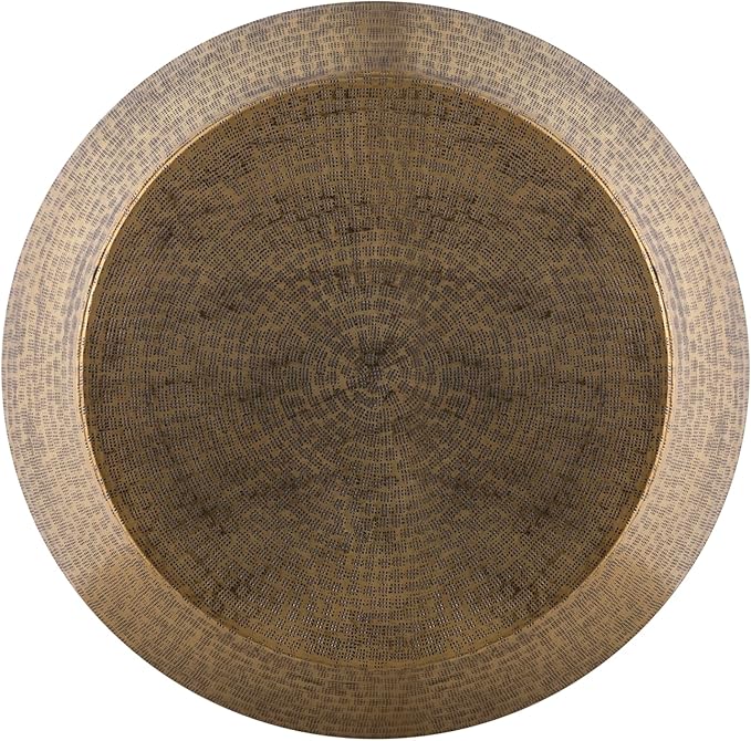 Albany Living Modern Cylindrical Aluminum Hammered Embossed Texturing, Metal Drum Coffee Table with Removable Lid for Storage,Fully Assembled, for The Living Room and Bedroom, Brass