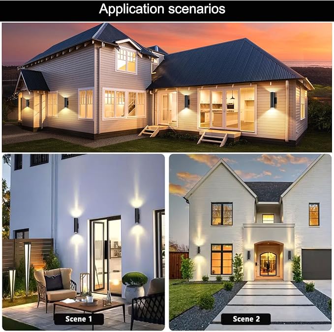 16 Pack 14inch LED Up & Down Wall Lights,18W E26 4000K Day White 1800LM Outdoor Wall Light Aluminum Body Waterproof IP65 led Porch Light for Wall Patio Garage Garden