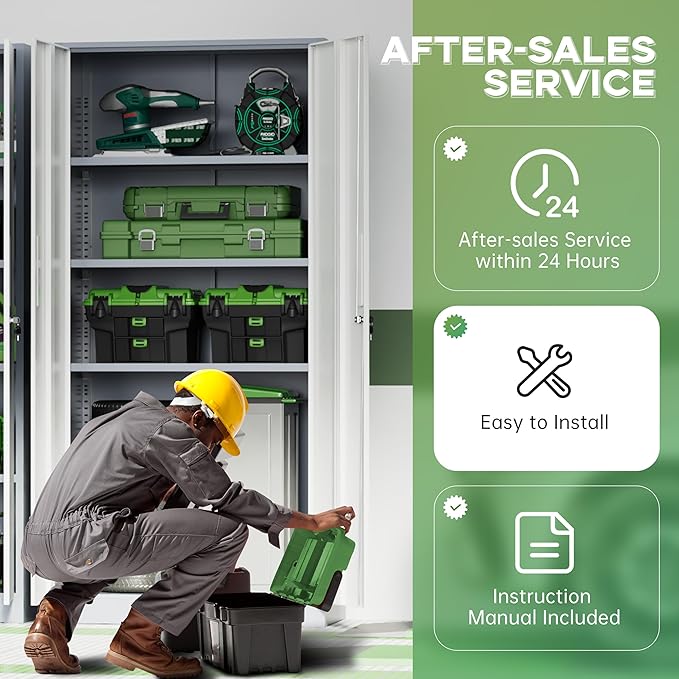 INTERGREAT Metal Storage Cabinet, 72" H Lockable Steel Cabinets with Locking Doors, Storage Locker with Adjustable Shelves for Office, Home, Garage, Gym, School (White Grey)