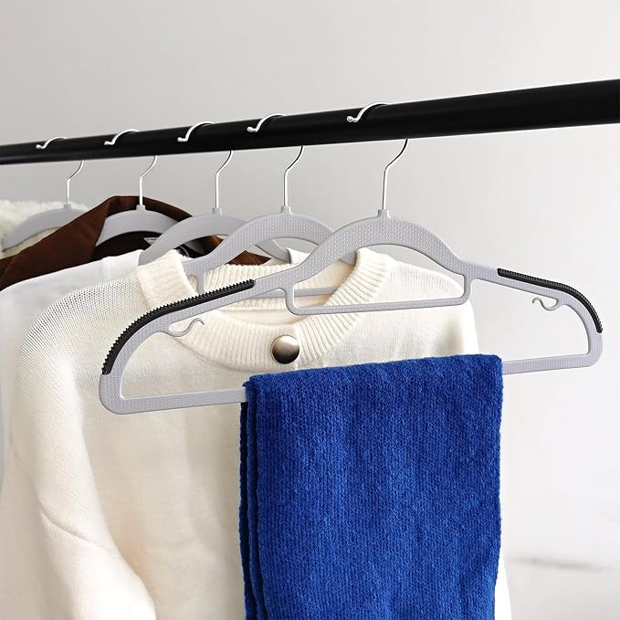 30 Pack Plastic Clothes Hangers Non Slip - 16.5 Inch Slim Space Saving Hangers for Closet, Heavy Duty Non-Slip Garment Hangers with 360° Swivel Hooks