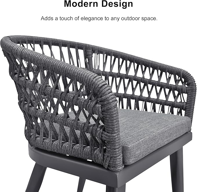 PURPLE LEAF 5 Pieces Outdoor Dining Set All-Weather PE Rattan Outdoor Patio Furniture Set with All Aluminum Frame Rectangular Table and Chairs Set for Lawn Garden Backyard Deck, Grey