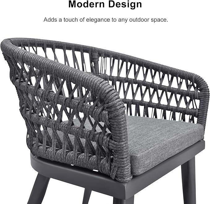 PURPLE LEAF Outdoor Dining Set All-Weather PE Rattan Patio Dining Furniture Set with All Aluminum Frame Rectangular Table and 6 Chairs Set for Lawn Garden Backyard Deck, Grey