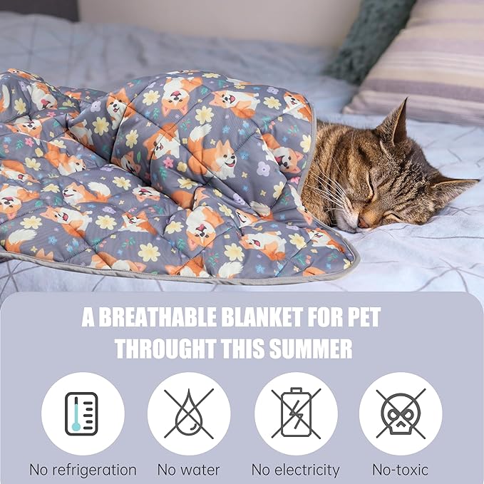 Leekalos Pet Cooling Mat: Dog & Cat Summer Blanket - Portable & Reusable, Keeps Pets Cool Indoors & Outdoors