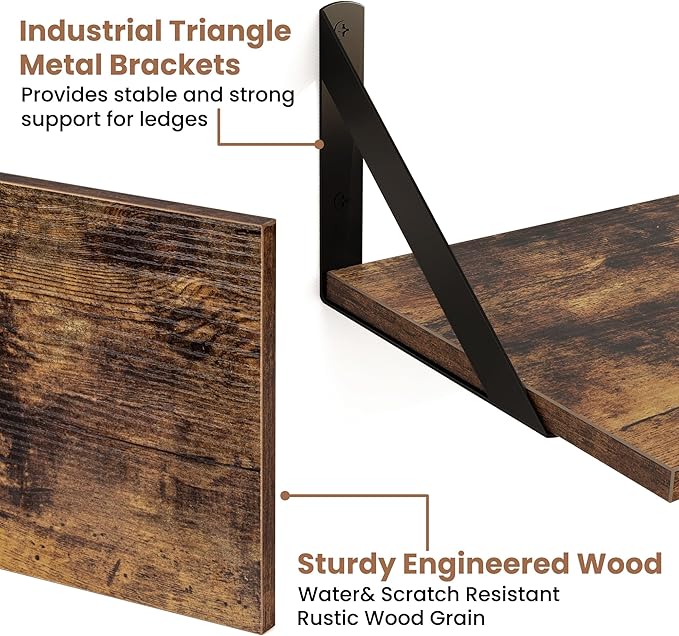 Axeman Floating Shelves for Wall 32 Inch | 31.5W x 8D Rustic Wood Floating Shelves Set of 2 | 8 Inch Deep Wall Shelves for Bathroom Kitchen Living Room | Bookshelf Display Shelves