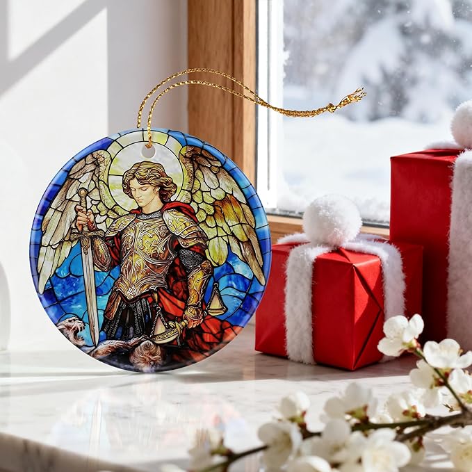 Archangel Michael Ornament | Christmas Ornaments, Christmas Decorations, Hanging Ornaments for Tree, Warrior Angel Decor | Religious Gifts, Christian Gifts | Faithful Gift, Spiritual Guardian Gift