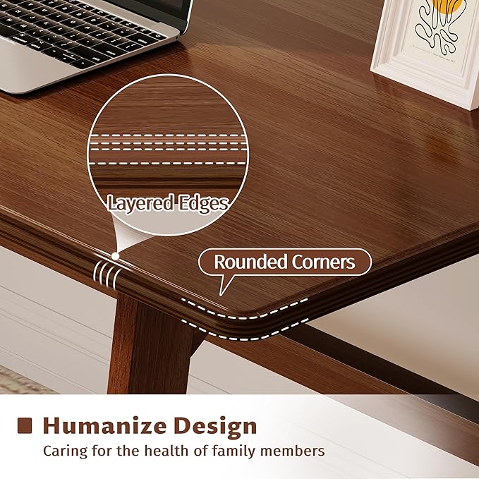 IOTXY Solid Wood Writing Table - 72" W x 24" D Minimalist Long Computer Desk for Home Office, Work, Study, Creativity, and PC Workstation, Walnut