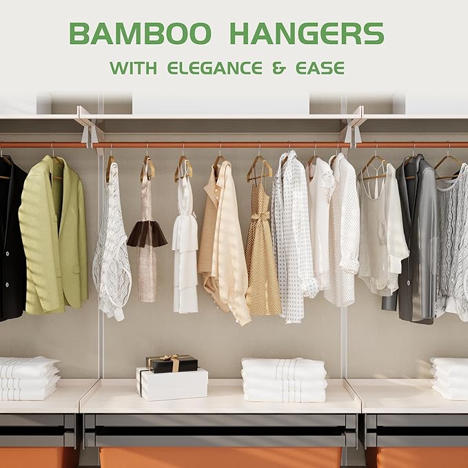 Bamboo Wood Hangers (Bamboo, 30 PCS)
