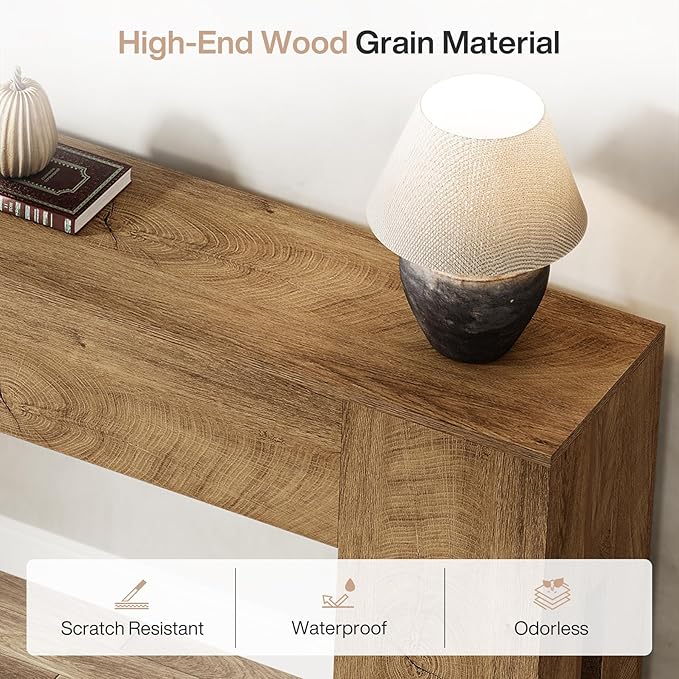 Tribesigns 71-Inch Long Console Table for Entryway, Farmhouse Sofa Console Behind Couch, Entry Table for Hallway, Foyer, Living Room, Burlywood