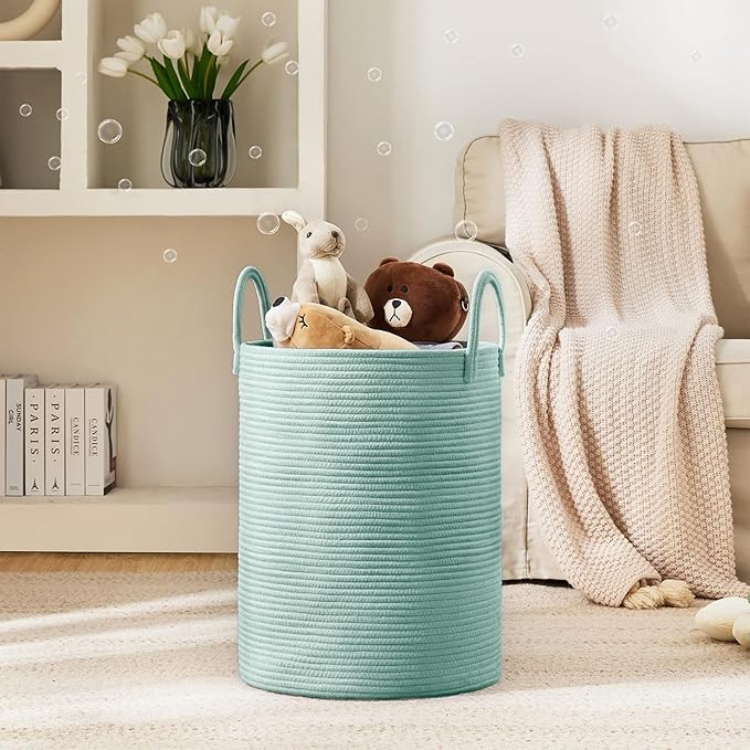YOUDENOVA Laundry Hamper Basket, Woven 58L Tall Laundry Basket for Blanket Organizer- Nursery Hamper for Bedroom And Bathroom Storage