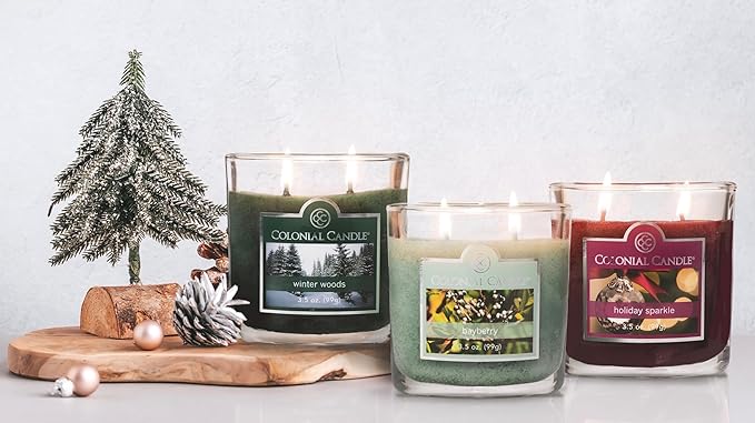 Colonial Candle Bayberry Scented Jar Candle, 2 Wick, 3.5 oz, Mottled Wax Candle