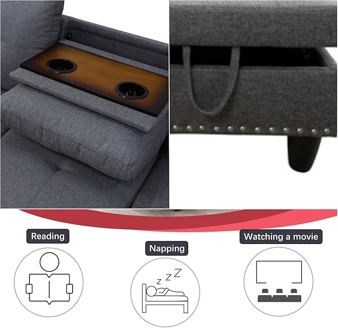 108-Inch Modular L-Shaped Sectional Sofa with Deep Seat, Modern L Shaped Cloud Couch with Chaise, Upholstered Couches for Living Room, Bedroom, Office, No Assembly Require (Light Gray)