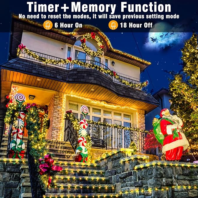 33ft 100 LED Christmas Lights Outdoor Waterproof, Warm White Christmas String Lights Indoor Clear Wire 8 Modes, Plug in Twinkle Fairy String Lights for Bedroom Wedding Classroom Garden Decorations