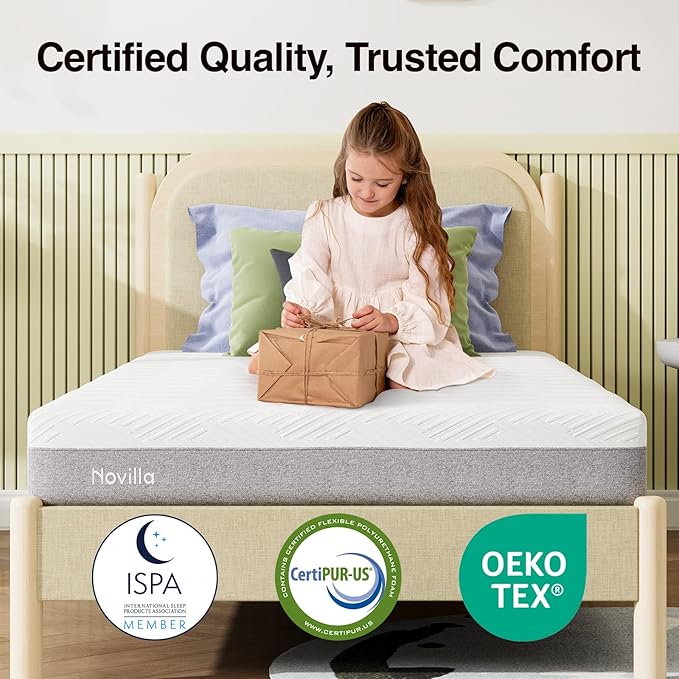 Novilla Mattress Twin XL, 8-Inch Gel Memory Foam Mattress for Pressure Relief, Enhanced Support & Plush Comfort, Twin XL Bed in a Box, Bliss
