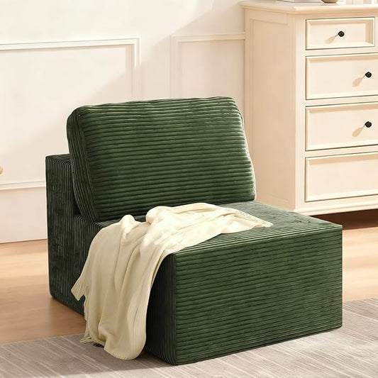 30" Modular Upholstered Foam Couch, Upholstered Floor Sofa Couch with Pillow, Bean Bag Chair for Bedroom Living Room, No Assembly Required (Deep Grey, Plush Corduroy Fabric)