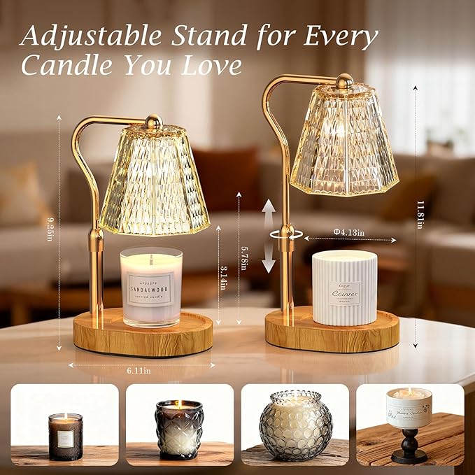 Candle Warmer Lamp with Timer Gifts for Women, Adjustable Height Wax Warmer Lamp for Scented Candles Home Essentials Decor, White Elephant Gifts for Adults Who Have Everything