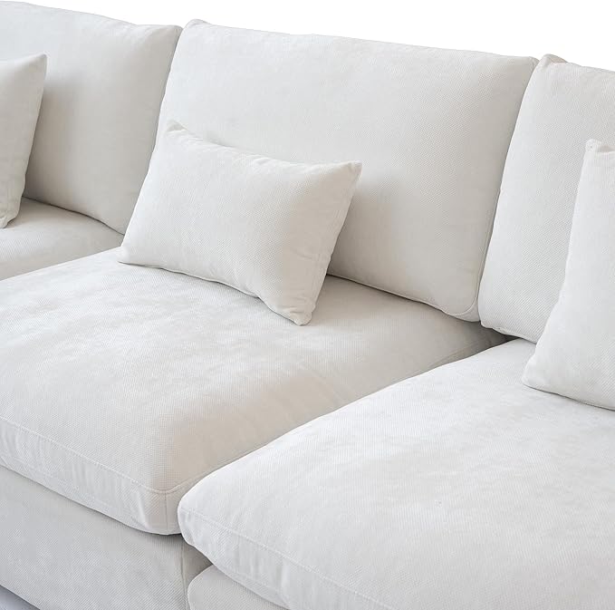 WJShome Modern Middle Module Couch for Living Room, Cushion Covers Removable, Minimalist Comfy Breathable Sofa,White