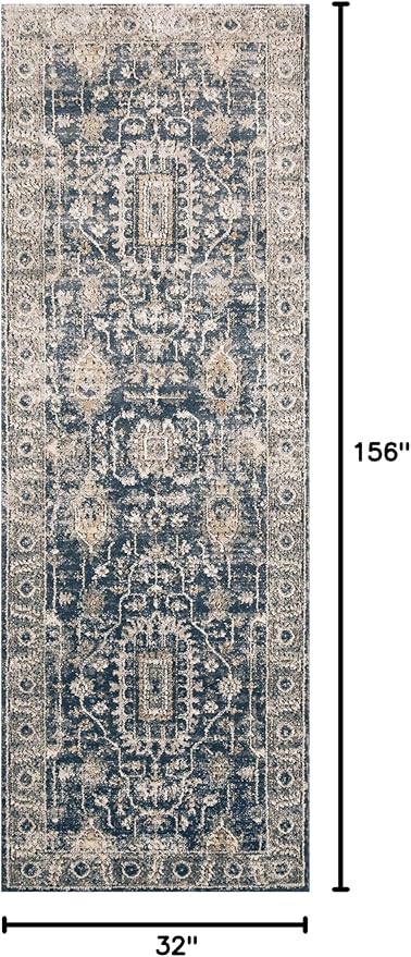 Loloi Teagan Collection TEA-03 Denim/Pebble 2'-8" x 13' Runner Rug, Large, Soft Neutral Rug, High-Traffic for Living Room, Bedroom, Home Office, Dining Area