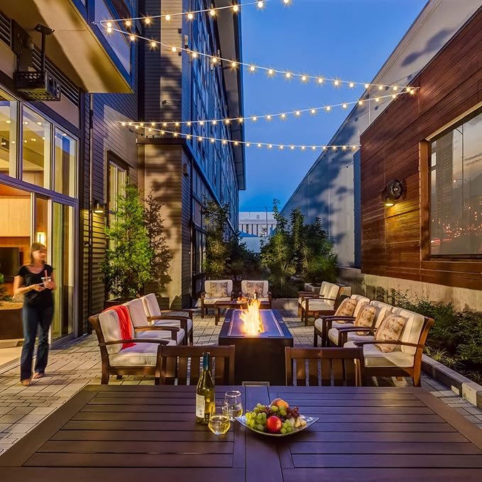 Mlambert 50Ft Outdoor String Lights, G40 Globe Patio Lights with 25+2 Waterproof Shatterproof LED Bulbs for Balcony Porch Bistro Deck-White Wire