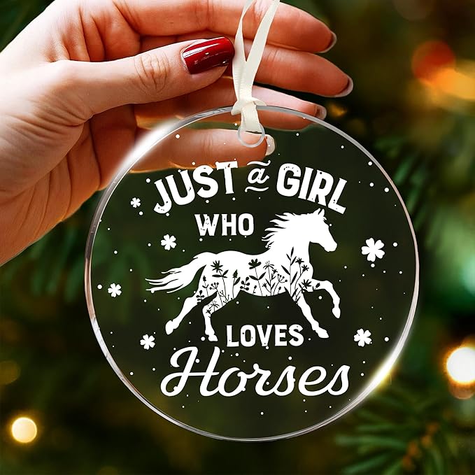 Horse Gifts for Girls - Horse Ornaments for Christmas Tree, Unique Gifts for Women & Cowgirl Gift, Acrylic Western Ornaments, for Horse Lovers & Kids
