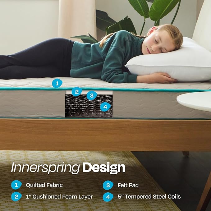 Linenspa 6-Inch Innerspring Mattress - Twin + 14-Inch Folding Platform Bed Frame