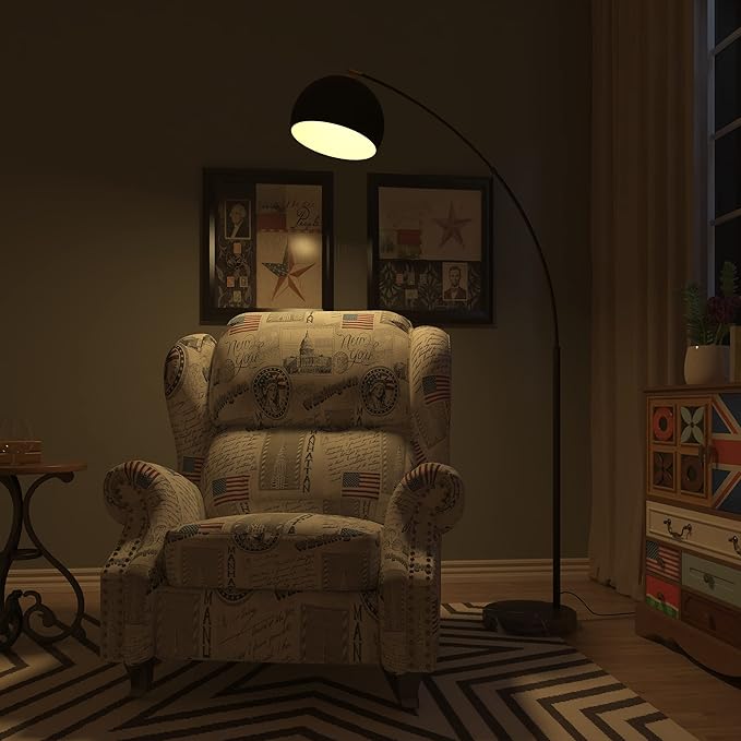 GETINLIGHT Inlight 66" Modern Black Metal Arc Floor Lamp with Inner Gold Metal Shade and Black Marble Base, Bulb Not Included, IN-0806-1-BK