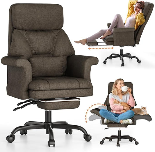 ELABEST C39 Cross Legged Office Chair with Footrest & Convertible Armrests-Pet-Friendly Criss Cross Home Desk Chair, Ergonomic Big and Tall Executive Chair with Lumbar Pillow
