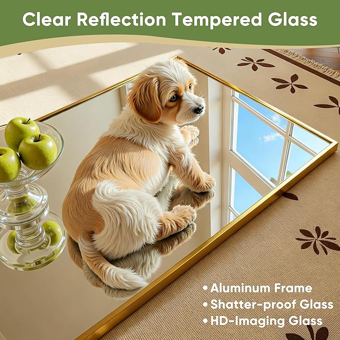 Full Length Mirror, 71"x32" Full Body Mirror, Floor Mirrors with Stand, Body Mirrors Standing Hanging Leaning Against Wall,Aluminum Frame Mirrors for Bedroom Cloakroom,Living Room,Gold