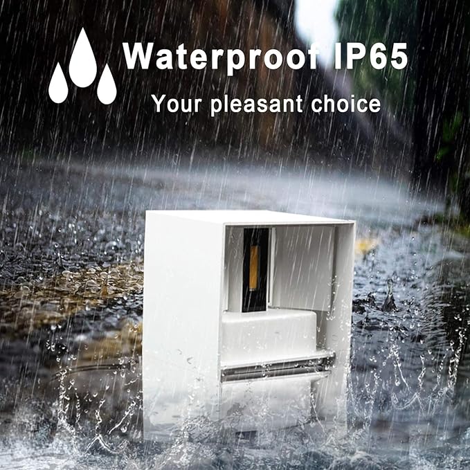 4 PCS LED 12W Outdoor Wall Lights Sconces Exterior/Interior Up and Down Lights IP65 Waterproof Modern Outdoor Lighting Fixtures Square Aluminum Exterior Wall Mount Light White 4000K Natural Lights