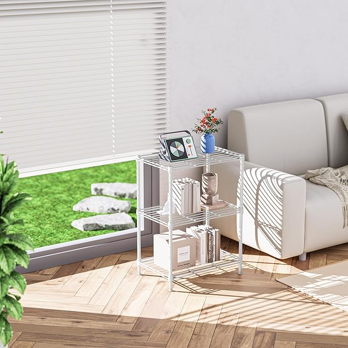 IZEUK 3 Tier Shelf, Heavy Duty Steel Wire Shelving Unit for Home, Kitchen, Laundry Room Organization, Office Storage Rack (17.7" W x 11.8" D x 26.3" H, 450LBS, White)