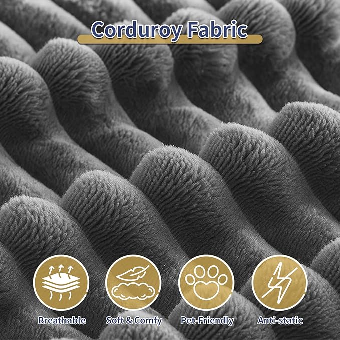 Boneless Couches for Living Room, 100.7" Cloud Sectional Couch with Oversized Chaise, L Shape Modular Couch Deep Seat, Corduroy Comfy Sofa for Bedroom, Compressed Sofa in a Box, Grey