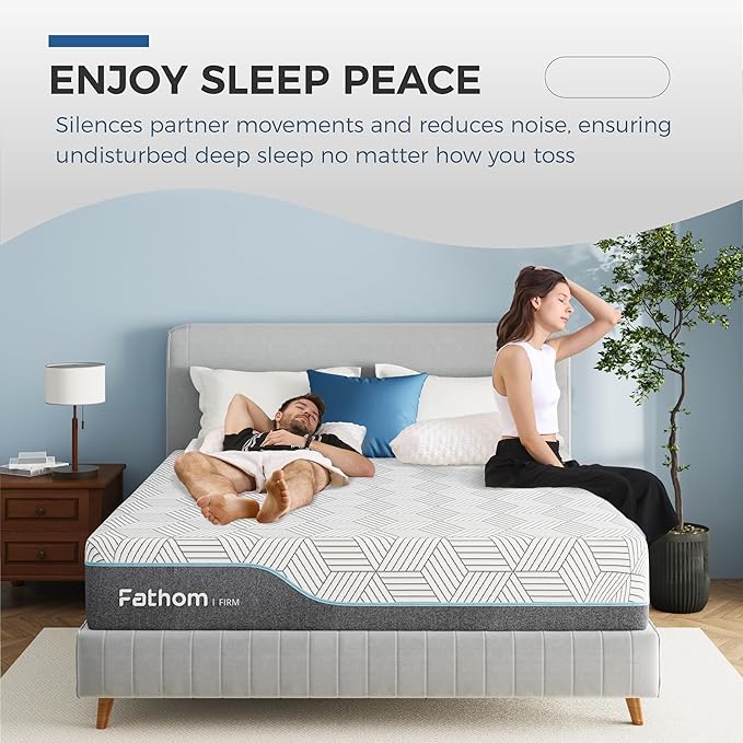 FATHOM Firm Queen Mattress 14 Inch Memory Foam Mattress Queen Size Bed in a Box for Back Pain Relief and Cool Sleep with Gel Foam and Removeable Fiberglass Free Cover, CertiPUR-US Certified