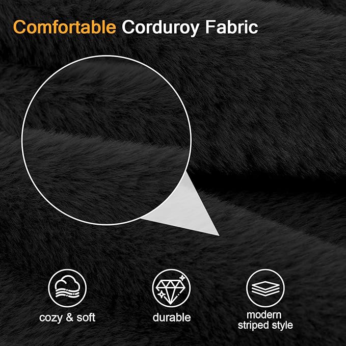 COMAX Convertible Sofa Bed, Folding Floor Couch Fold Out Couch Bed Futon Sleeper Mattress with Pillows, Boneless Sofa Comfy Lounge Loveseat for Living Room Bedroom, Faux Fur Black