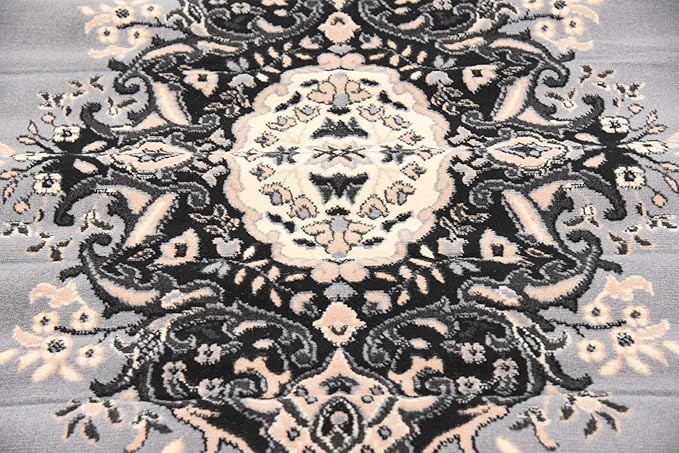 Unique Loom Reza Collection Traditional Persian Style Area Rug, 8' 0" x 8' 0", Gray/Ivory