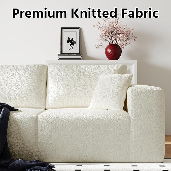 108" Cloud Modular Sectional Couch with L-Shape Chaise, Modern Sectional Sofa with Deep Seat Couch, Ultra Soft Knit Fabric Couches for Living Room, No Assembly Required, Left Facing Chaise (Beige)