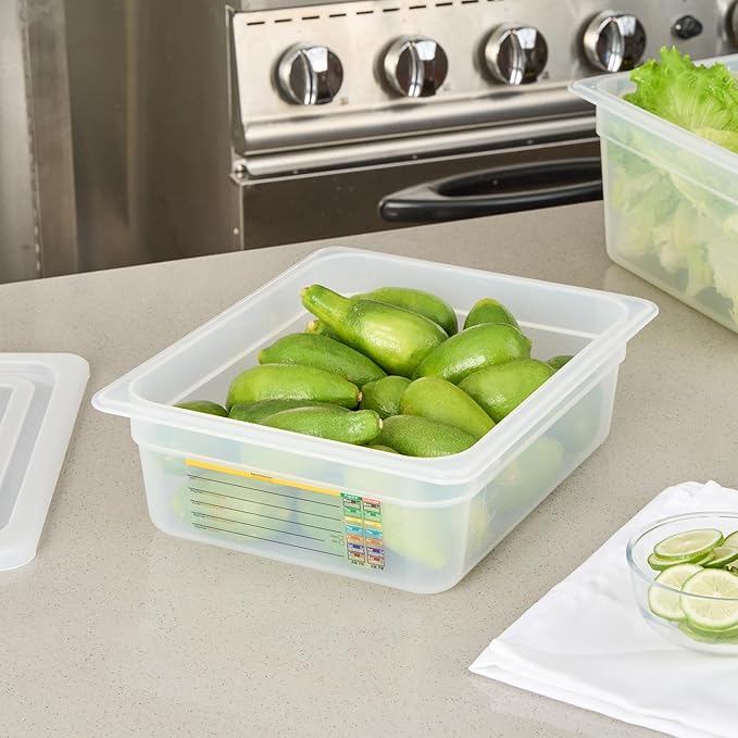 Restaurantware Food Pans Pack of 10 Plastic Rectangle Food Containers Half Size with Traceability Label, Storage Containers Dishwashable Hot Cold Friendly for Restaurants Buffet Commercial Use