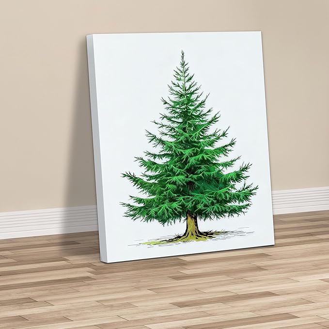 Framed Christmas Pictures Wall Decor,Vintage Pine Tree Prints,Winter Christmas Canvas Wall Art Decoration for Bedroom Bathroom Living Room Rustic Xmas Holiday Gifts (Christmas Tree 6, 11'' X 14'')