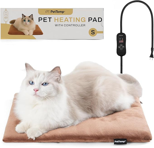 Pet Heating Pad for Cats and Dogs, Comfortable Heated Pet Bed, Waterproof Heated Pet Mat with 5 Adjustable Heat Levels, Timer & Auto Power-Off, Chew Resistant Cord, 16'' x 13''