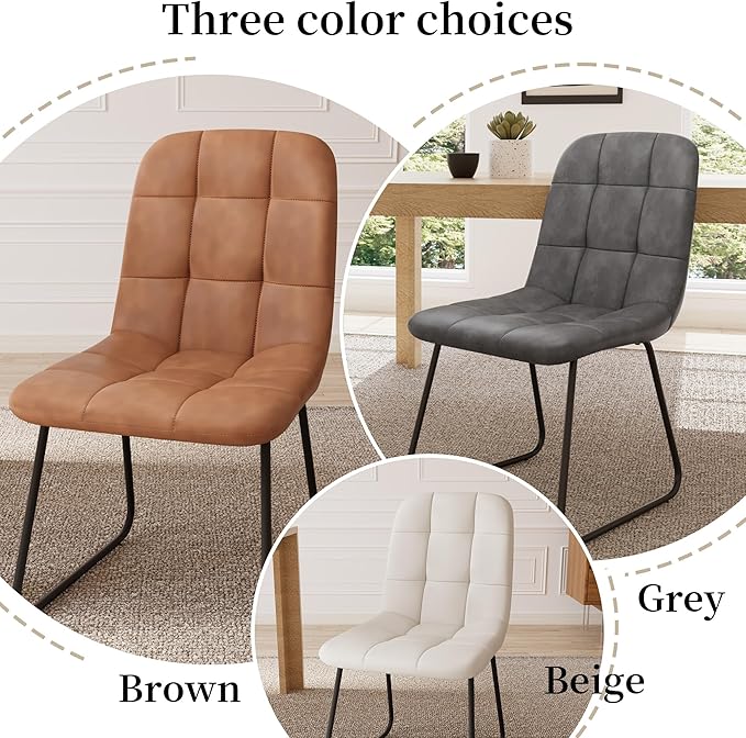 Dining Chairs Set of 2, Modern Kitchen Faux Leather Dining Room Chairs for Kitchen Living Dining Room (2 White)