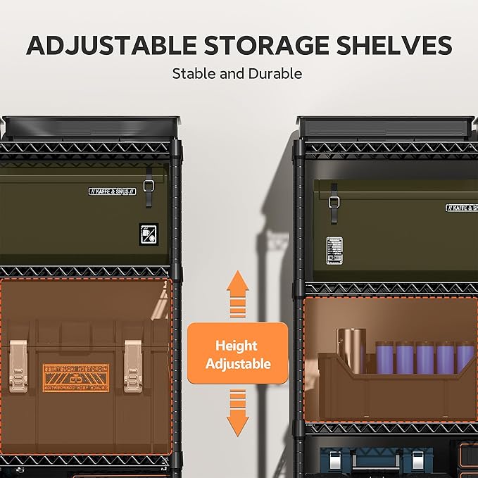 4 Tiers Storage Shelves Load 1200LBS, Metal Shelving Wire Metal Shelving Unit Shelves for Storage Adjustable Garage Shelving for Pantry Kitchen Garage Black 15.8" D x 33.5" W x 59.5" H