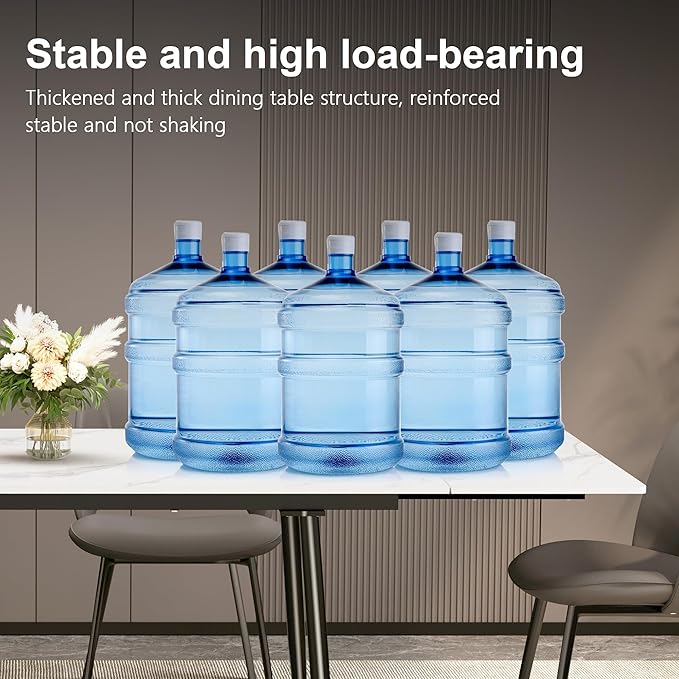 Expandable Rectangular Dining Table (62.9" to 94.4") – Modern White Sintered Stone Top, Adjustable Table for 6 to 10 People for Dining Room Family Gathering