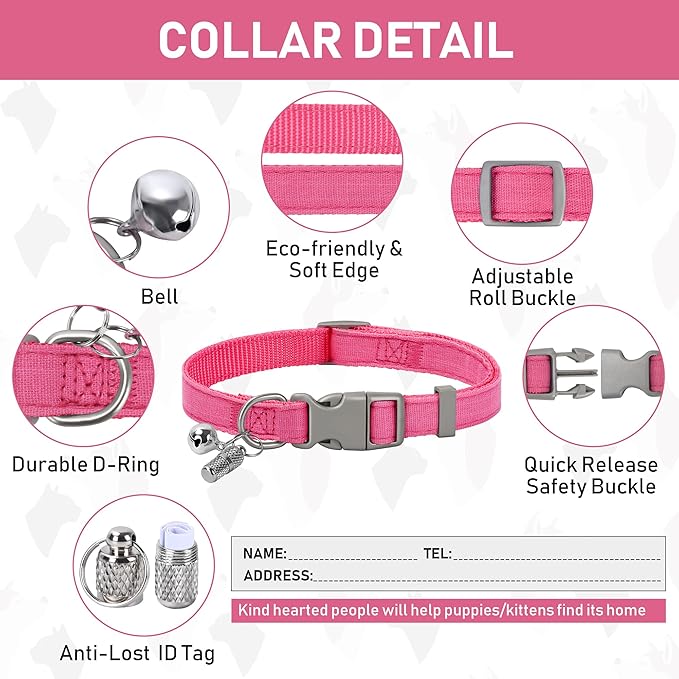 GAMUDA Small Pet Harness Collar and Leash Set, Step in No Chock No Pull Linen Fabric Soft Mesh Dog Vest Harnesses Reflective for Dogs Puppy Cats Kitten Rabbit (Pink, M)