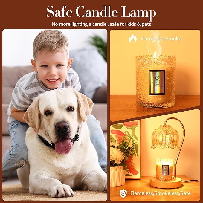 Dimmable Flower Candle Warmer Lamp with Timer - Fits All Jar Scented Candles - Unique Birthday & Mother's Day Gift for Women
