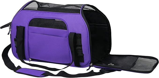EliteField Soft Sided Pet Carrier (3 Year Warranty, Airline Approved), Multiple Sizes and Colors Available (Large: 19" L x 10" W x 13" H, Purple)