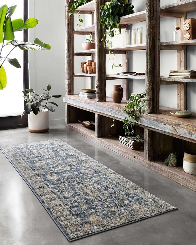 Loloi Teagan Collection TEA-03 Denim/Pebble 3'-4" x 5'-7" Accent Rug, Large, Soft Neutral Rug, High-Traffic for Living Room, Bedroom, Home Office, Dining Area