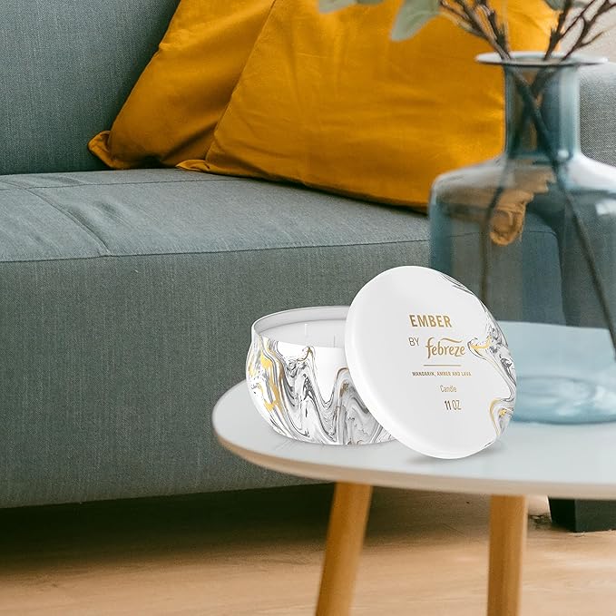 Febreze Scented Candle, Ember Scent, 11 oz 4 Wick Candle, Single Pack