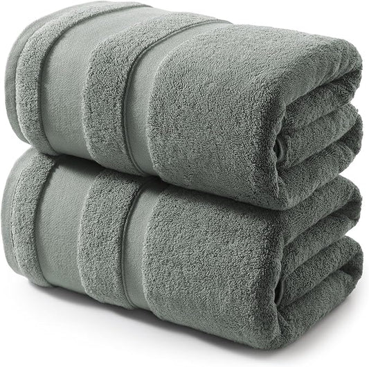 REDKISS 100% Cotton Bath Towels Set of 2, Extra Large Bath Sheets 35 X 70 Inches, 800 GSM, Quick Dry, Ultra Soft & Super Absorbent Bathroom Towel Sets for Bathroom, Gym, Spa, Pool & Hotel, Sage Green