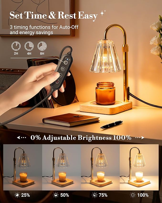Marycele Candle Warmer Lamp for Yankee Candles, Christmas Birthday Gifts for Mom Women Sister Her, House Warming Gifts, Thanksgiving Decorations for Office Room Home Decor, Clear Wax Warmer with Timer