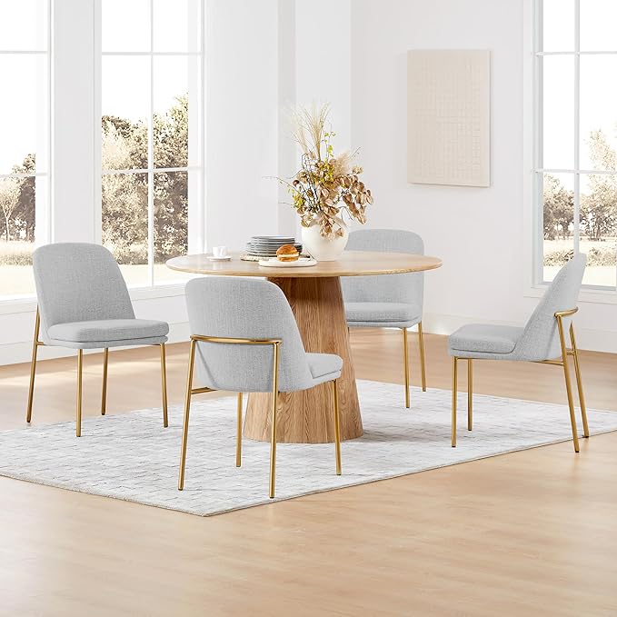 CHITA Modern Dining Chairs Set of 2, FSC Certified Metal Dining Chair for Dining Room, Light Gray