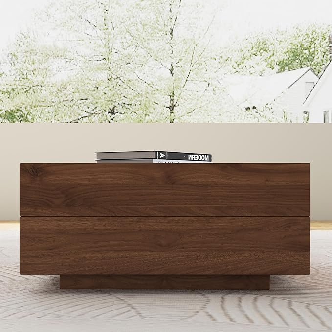 Mid-Century Modern Expandable Coffee Table (47.2"-81.8" Adjustable Centerpiece),Center Table with Large Storage for Living Room Living Rooms, Bedrooms, or Lounge Spaces,Walnut